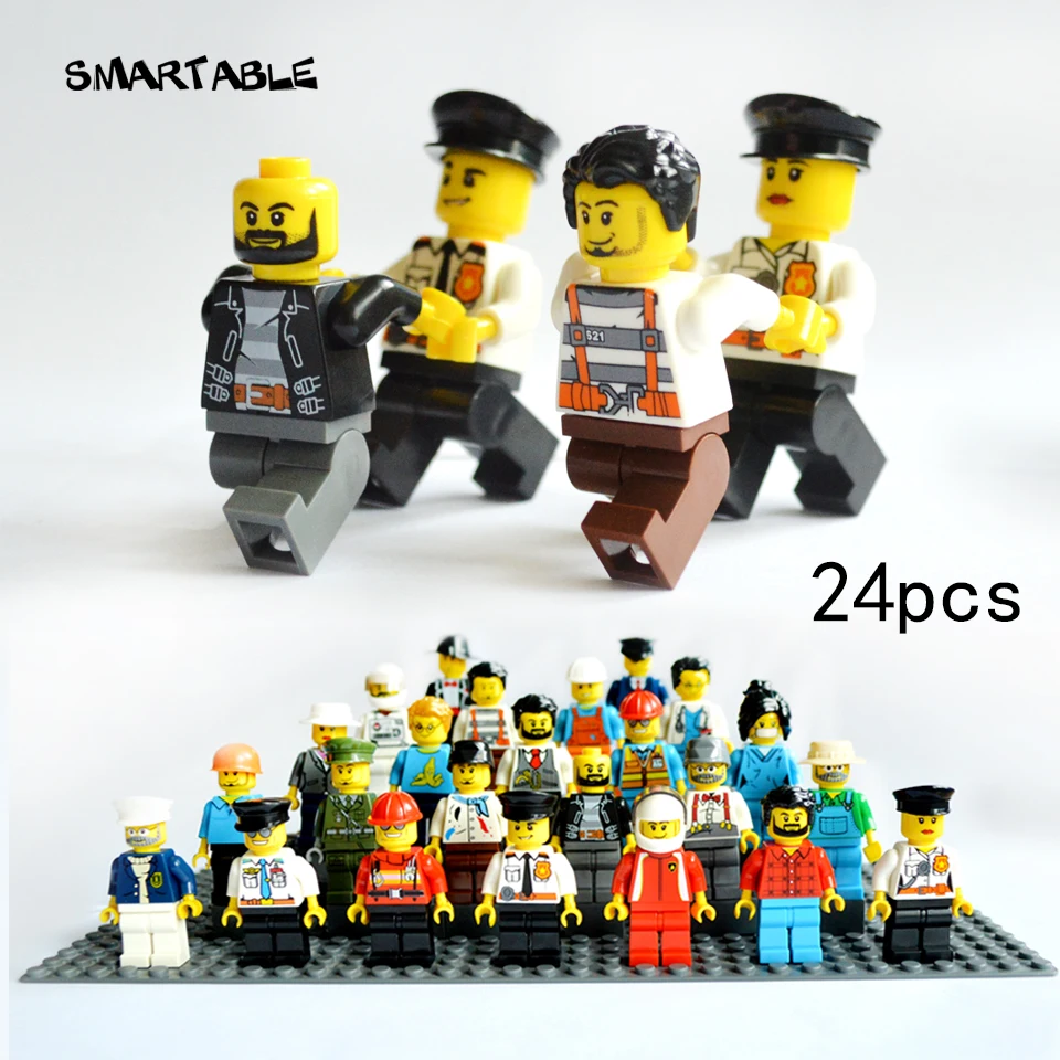 

Smartable 24pcs/lot Building Blocks Figures brick DIY toys Compatible Legoing Figures Police soldier 24 occupations for gift