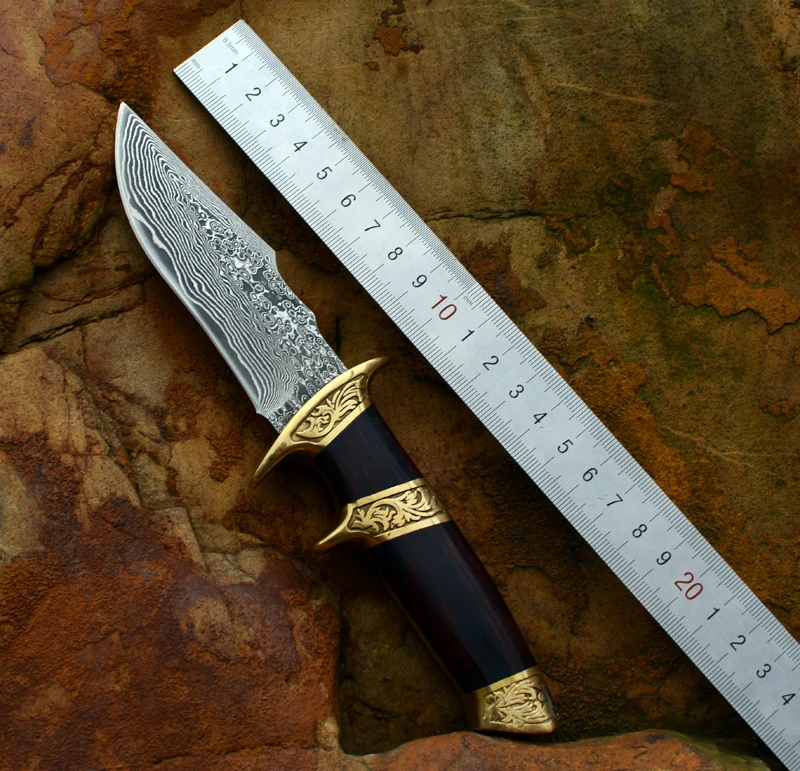 Voltron двойной медный деревянный дамасский стальной тактический нож для кемпинга Многофункциональный нож коллекция Подарочный нож