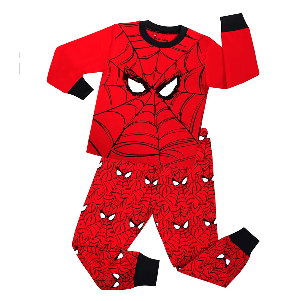 22 дизайнерские тенниски для мальчиков Пижама с изображением Человека-паука, детский спальный костюм с принтом «Супермен» пижамные комплекты с рисунком Бэтмена для малышей, пижамы, Детская одежда для сна, одежда для сна, Размеры От 2 до 8 лет одежда для сна