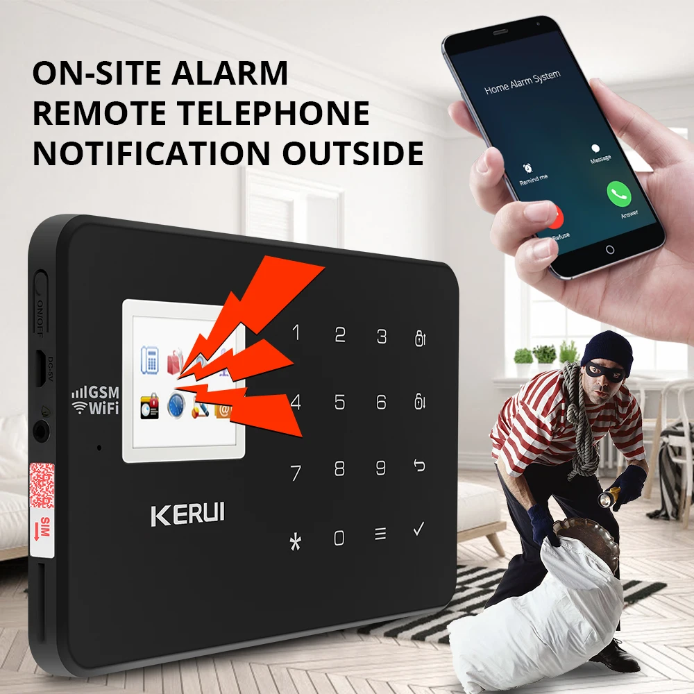  KERUI W18 WIFI GSM Security Alarm System Auto Dial 6 Designated Phone App Control Customize Motion 