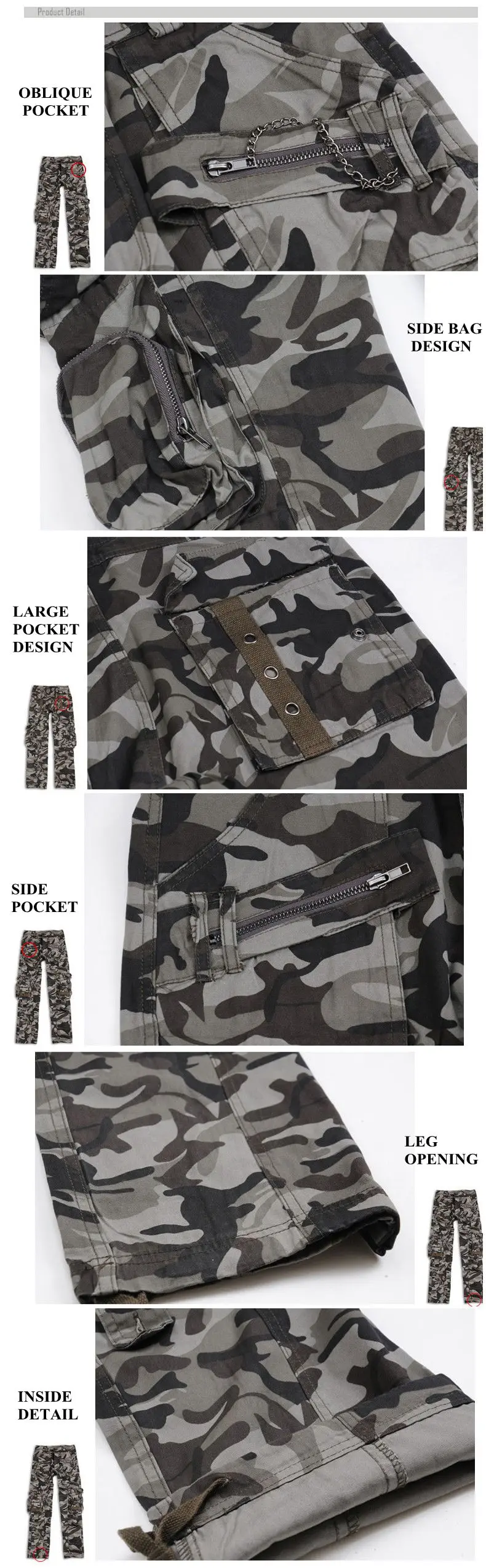 Outdoor Camouflage Multi Pockets Casual Pants Men's Military Tactical  Trousers Overalls 