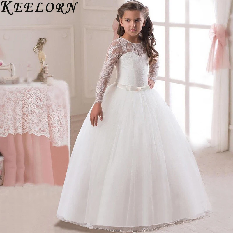 

Keelorn2018 new children's dress princess dress bow dress girl party long mesh tutu