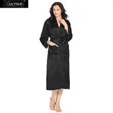 LilySilk халат женский кимоно пеньюар домашняя одежда для женщин шелковый шелк лэйси манжеты 22 momme для сна