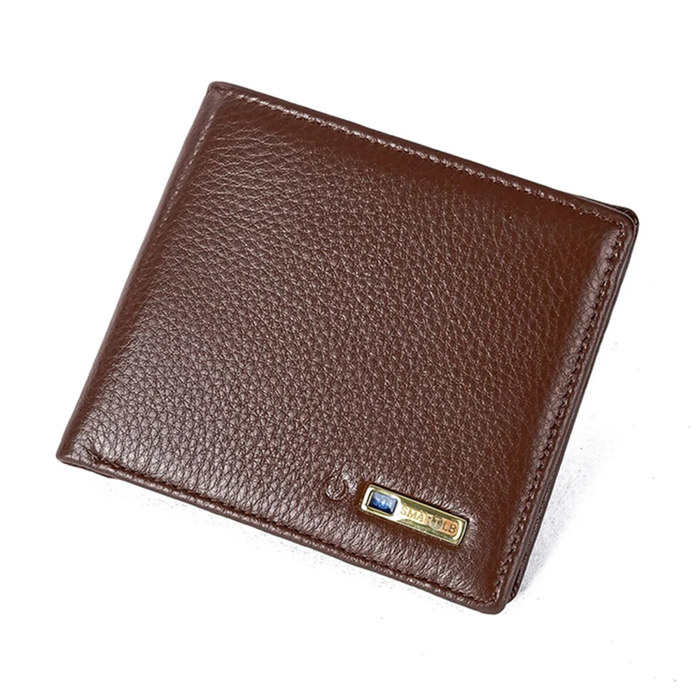 

Luxury Brand Smart Wallet Men Genuine Leather Cowhide Bluetooth Anti Lost Bi-fold Short Men's Purse Litchi Pattern Card Holder