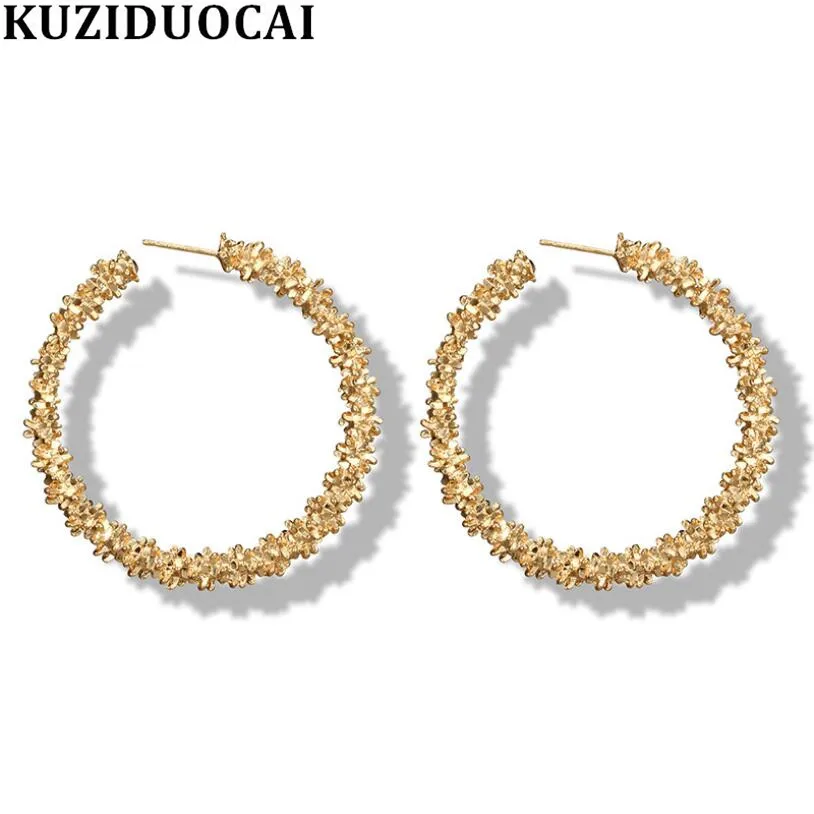 Kuziduocai New Fashion Jewelry Punk Irregular Surface Round Circle Statement Drop Earrings For Women oorbellen kolczyki E-1975 | Украшения