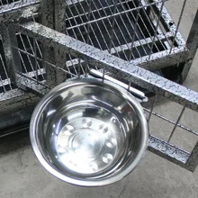 Hanging stainless steel dog bowl pet water cat food hanging cage