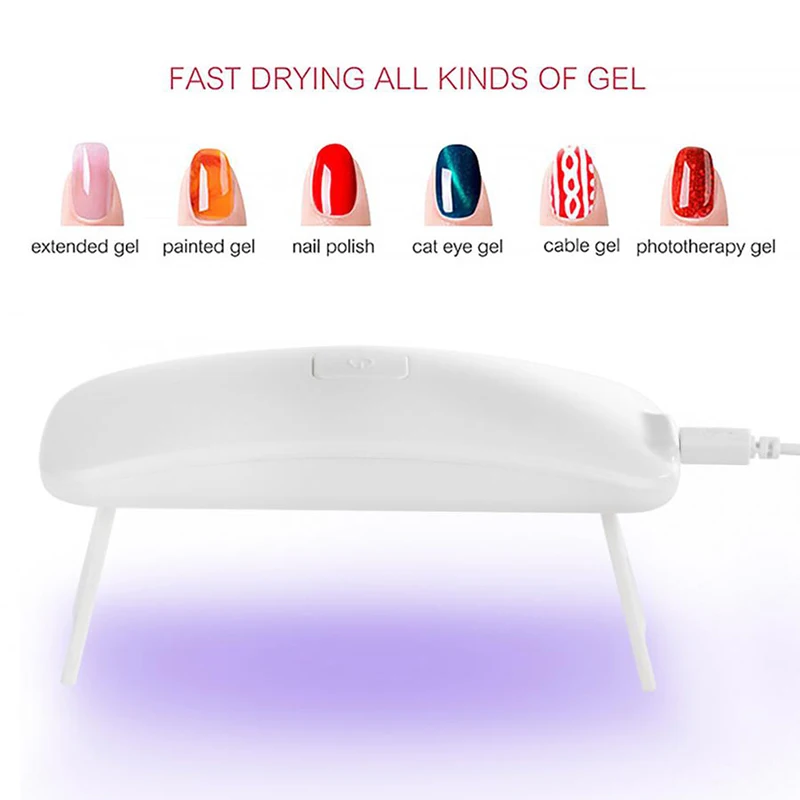 

Portable 6W LED Lamp Nail Dryer USB Charge LED Light Quick Dry Nails Gel Manicure For Nail Art mini