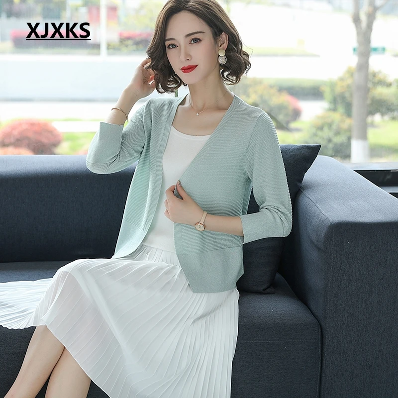 

XJXKS Casual Cardigan Sweter Women Spring New 2019 Modis Thin Soft Breathable Multicolor Young Women Sweater Cardigans