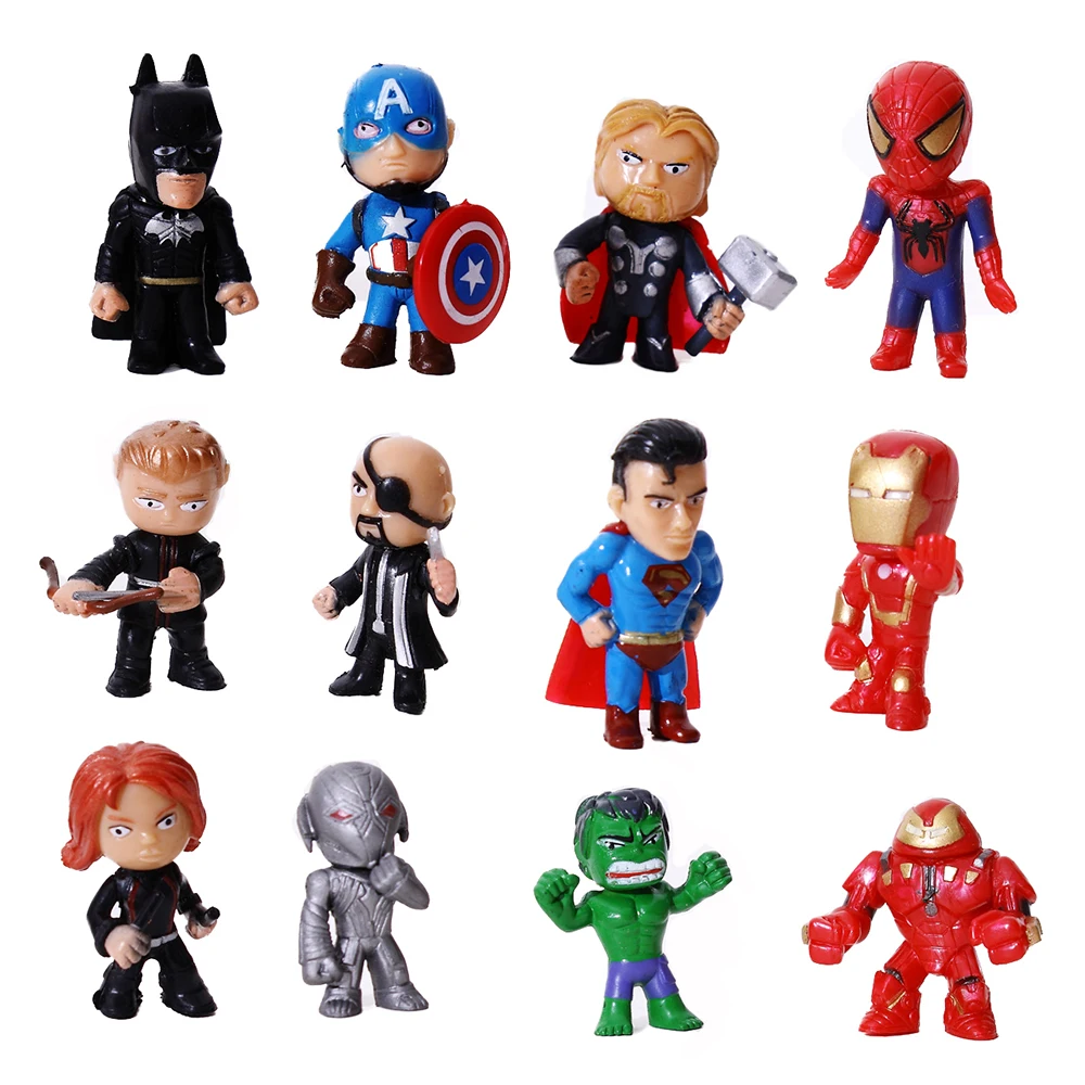 

8pcs/lot The Avengers Miniatures Marvel PVC Action Figures Spiderman Figurines Kids Toys hulk Captain America superman batman