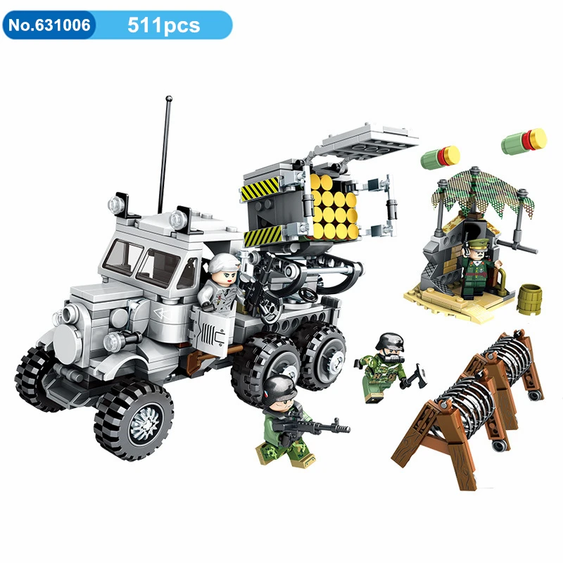 

511pcs DIY Stuka Zu Fuss Building Blocks Military Justice Action War Armored Car Missile Vehicle Bricks Toys for Children Gifts