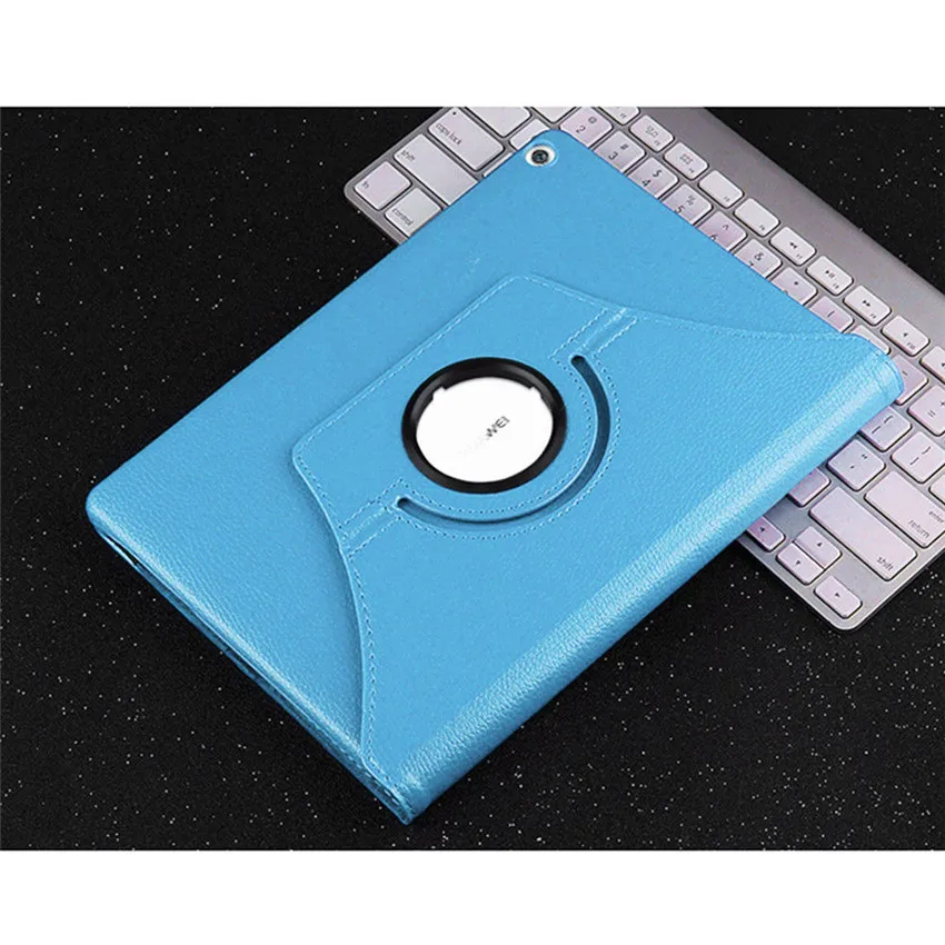 Вращающаяся на 360 градусов подставка литчи из искусственной кожи чехол для huawei MediaPad M3 Lite 10 BAH-W09 BAH-AL00 планшет умный чехол+ пленка+ ручка - Цвет: light blue