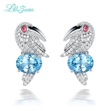 I& Zuan 925 серебряные серьги-гвоздики для женщин натуральный 4.69ct топаз синий роскошные ювелирные изделия Птица Попугай Серьги Brincos