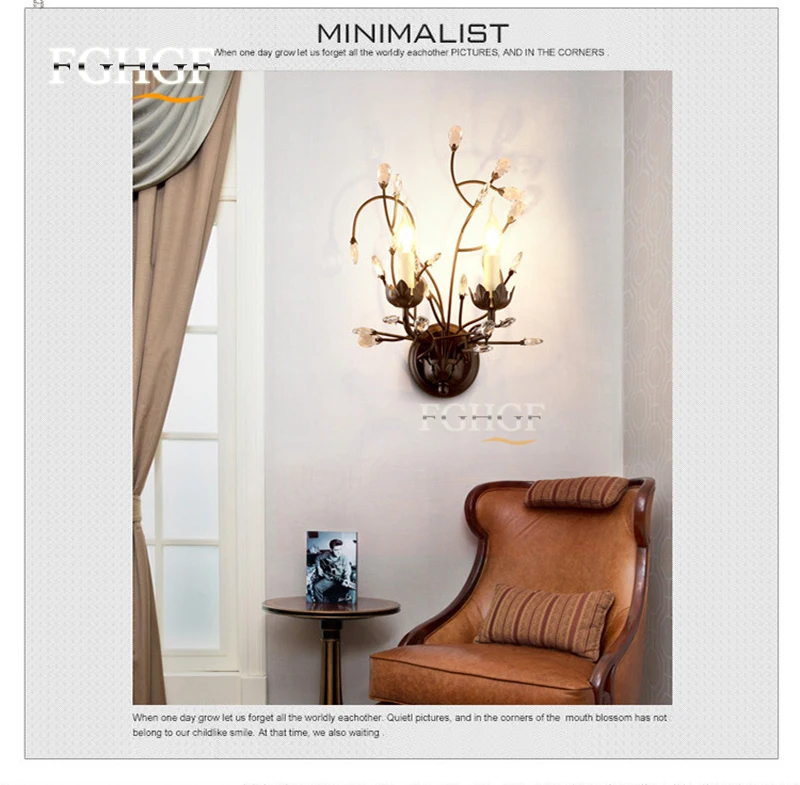 crystal wall lamp wall lights sconce bedroom bedside lamp candle double wall lamp for bedroom living room restaurant beside lamp (4)