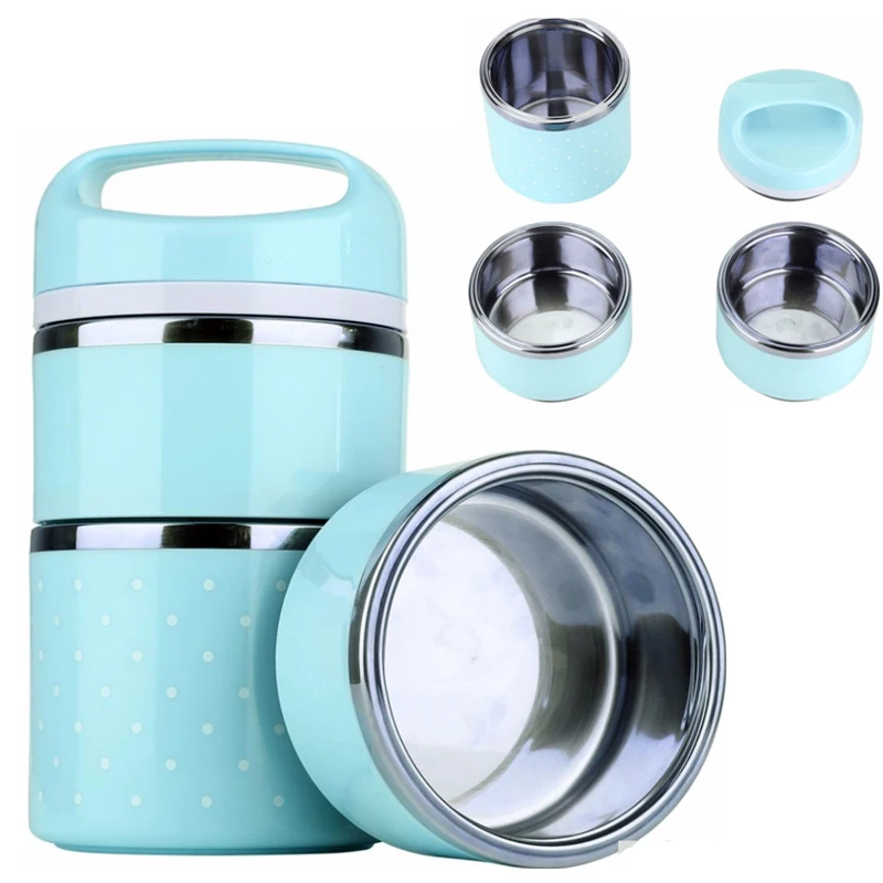 DQ33 3 layer Stainless Steel Thermal Lunch Box Wave point bento boxes Detachable durable lunch
