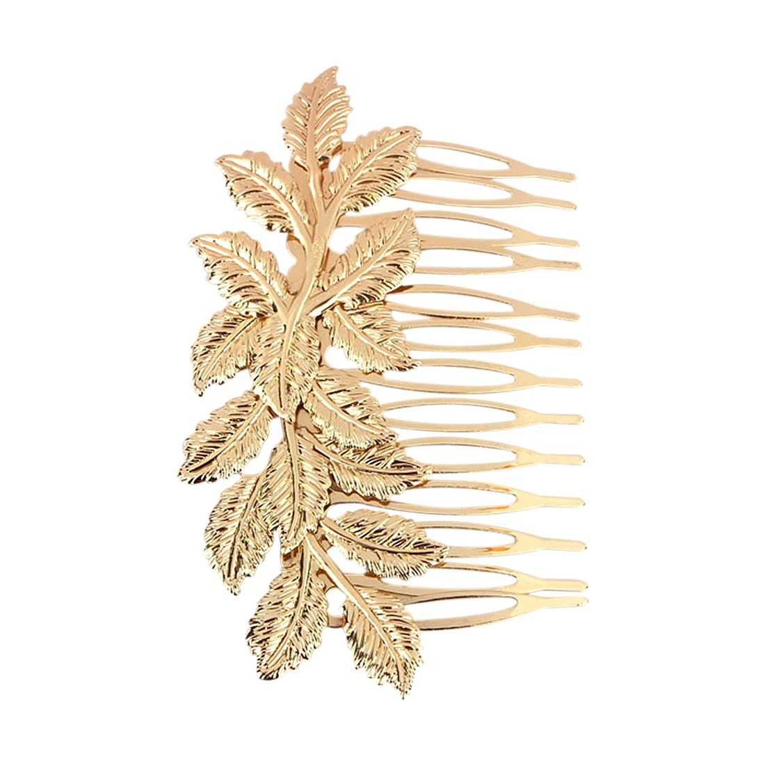 HTHL-Fashion Punk Women Girls Gold Leaf Hair Comb Hair Clip Jewelry Cuddly, Gold