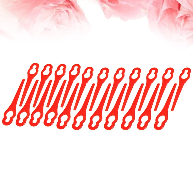 NEW 50pcs Plastic Grass Trimmer Blades Mower Replacement Trim Fast Switchblades (Red)