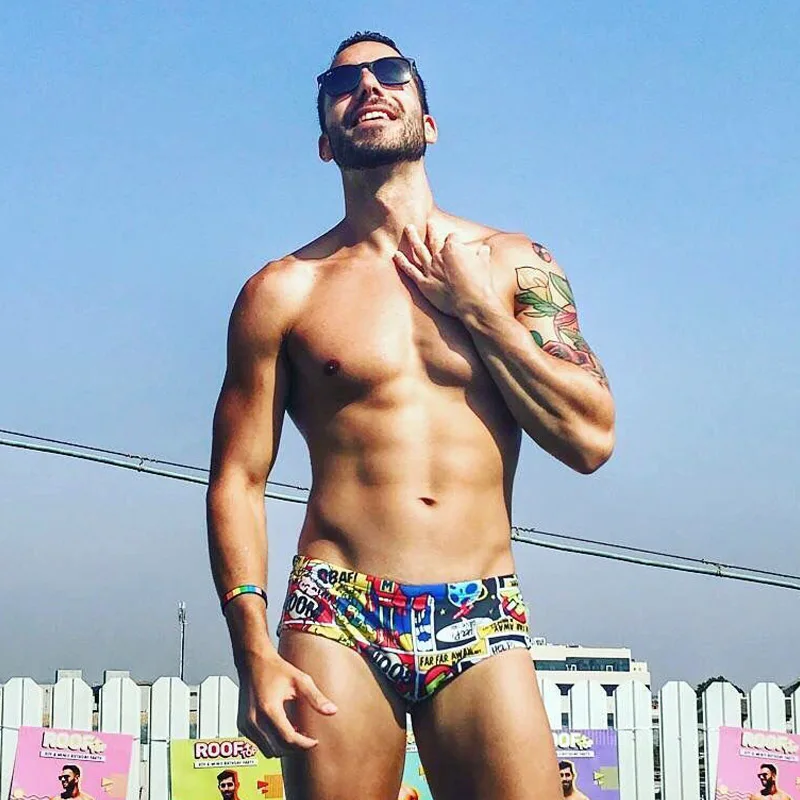 Taddlee Men Swimwear Swimsuits Swim Boxer Briefs 3d Printed Men's Board Beach Surfing Shorts Trunks Gay Pouch