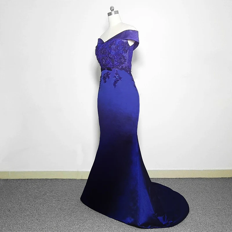 E JUE SHUNG Dark Navy Blue Lace Mermaid Evening Dresses Long 2018 Off the Shoulder Sexy Prom Dresses Long Party Dress abiye E JUE SHUNG Dark Navy Blue Lace Mermaid Evening Dresses Long 2018 Off the Shoulder Sexy Prom Dresses Long Party Dress abiye