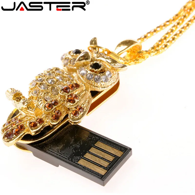 

JASTER pen drive metal keychain 64GB 32gb 16gb 8gb 4gb Crystal owl usb flash drive pendrive waterproof usb stick Hot