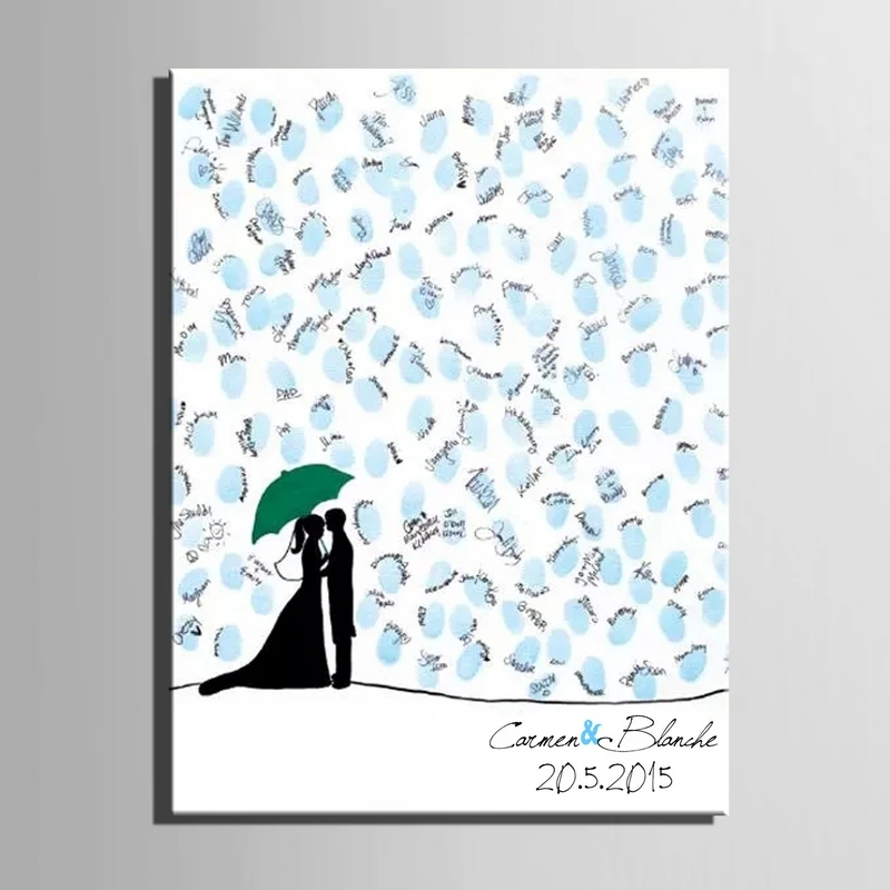 

Wedding Gifts for Guests Fingerprint tree Signature Painting Lover Personalized Wedding Marriage Guest Book Canvas painting