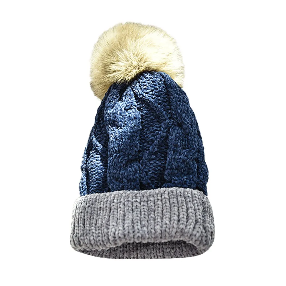 Colorblock Casual Warm Ski Slouchy Crochet Knit Beanie Cap Hat Winter Women Mens
