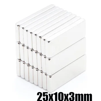 

20pcs 25x10x3mm N35 Strong Square NdFeB Rare Earth Magnet 25*10*3 mm Neodymium Magnets 25mm x 10mm x 3mm