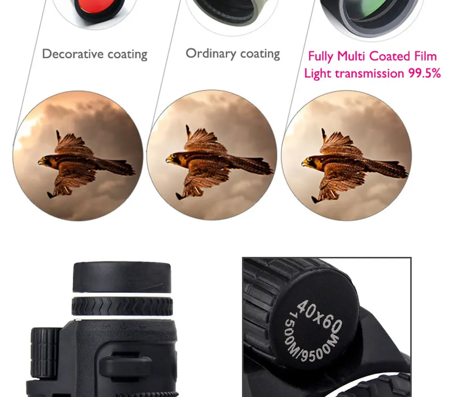 Visão de Alta Brinquedo da Criança Câmera Telescópio Monocular Potência Bak4 Zoom Qualidade Portátil Aves Assistindo Caça Presente hd 40x60 10 High Quality Ferramenta