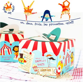

20 Pcs Circus Series Portable Cake Box, Double Buckle Window Paper Box,Gift Packaging Boxes for Cupcakes,Candy and Biscuit
