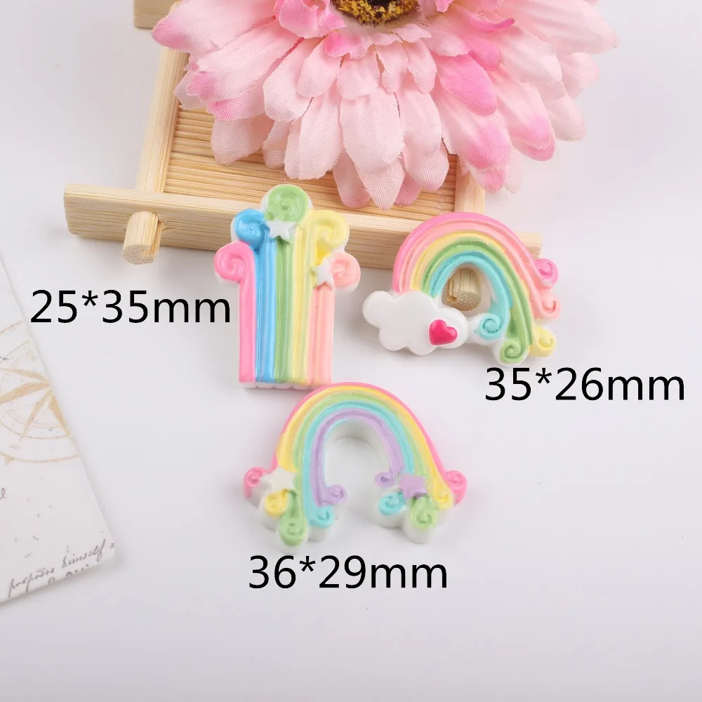

10pcs/lot kawaii flat back resin rainbow resin cabochons accessories