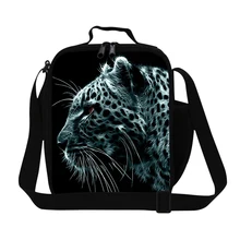 Маленькие сумки для ланча с принтом животных для мужчин, изолированные леопардовые сумки с изображением тигра льва, сумки для еды, студенческий детский Ланч-бокс, сумки для пикника