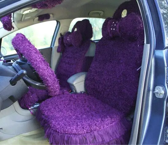

MeimeiBear Noble Mei Mei Bear Universal Car Seat Cover Velvet Lace Automobile Seat Cushion for Women 8pcs - Purple