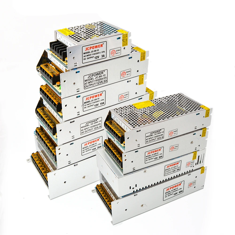 

12V 3A/5A/6.5A/8.5A/10A/12.5A/15A/16.5A/20A/25A/30A/40A/60A Aluminum Power Supply for WS2811/5630/RGB505 LEDStrip Modules Light
