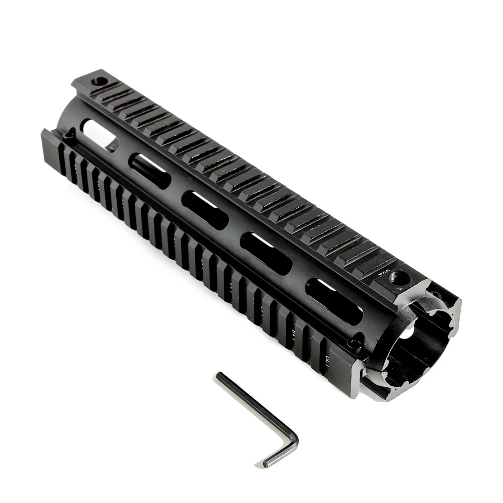 HONESTILL 9 дюймов Quad Rail Handguard для AR15 Keymod Drop In Rail для страйкбола прицел Крепление - Цвет: Черный