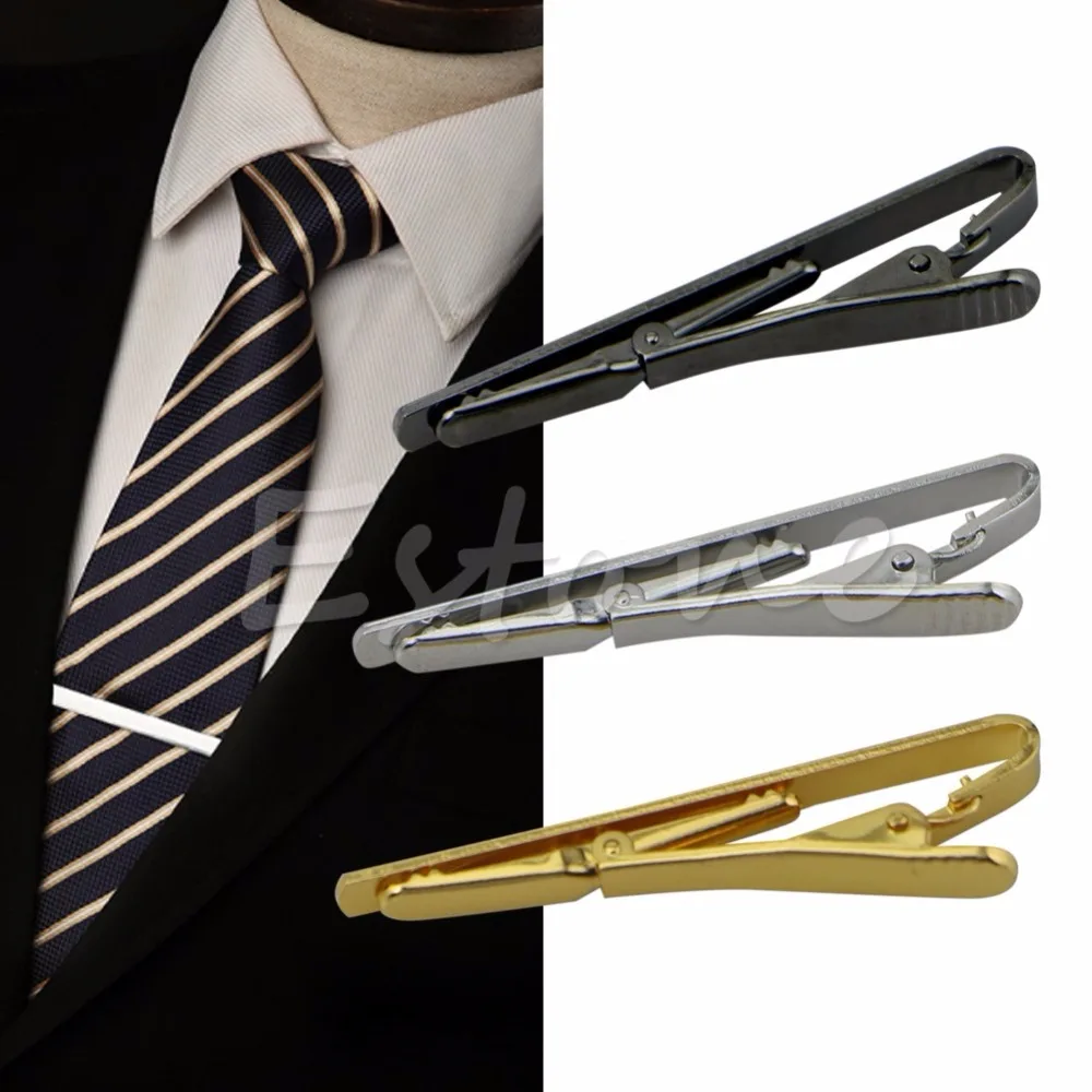 Fashion Men Metal Silver Gold Simple Necktie Tie Bar Clasp Clip Clamp ...