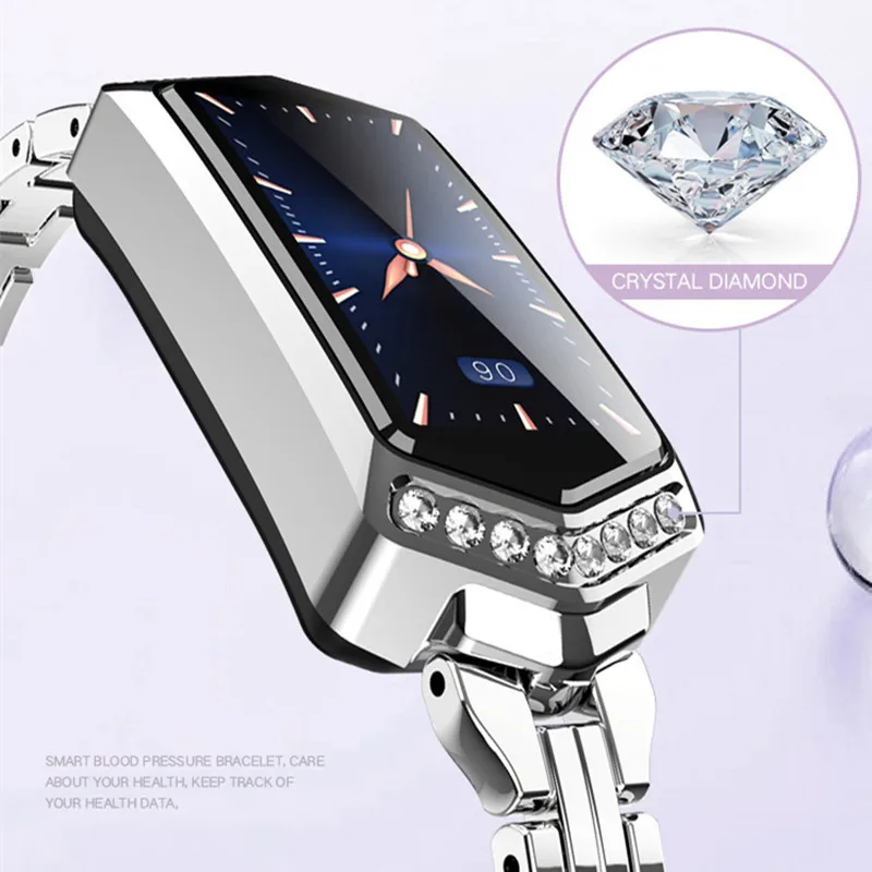 Women diamond smart watch heart rate blood pressure fitness pedometer