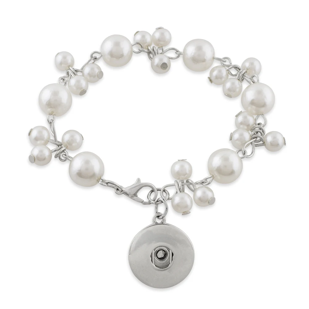 New Silver pearl Snap Bracelet For Women DIY Snap Bracelet Elasticity