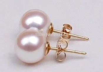 

wb00470 a pair of AAA round 10-11mm natural south sea white pearl earrings