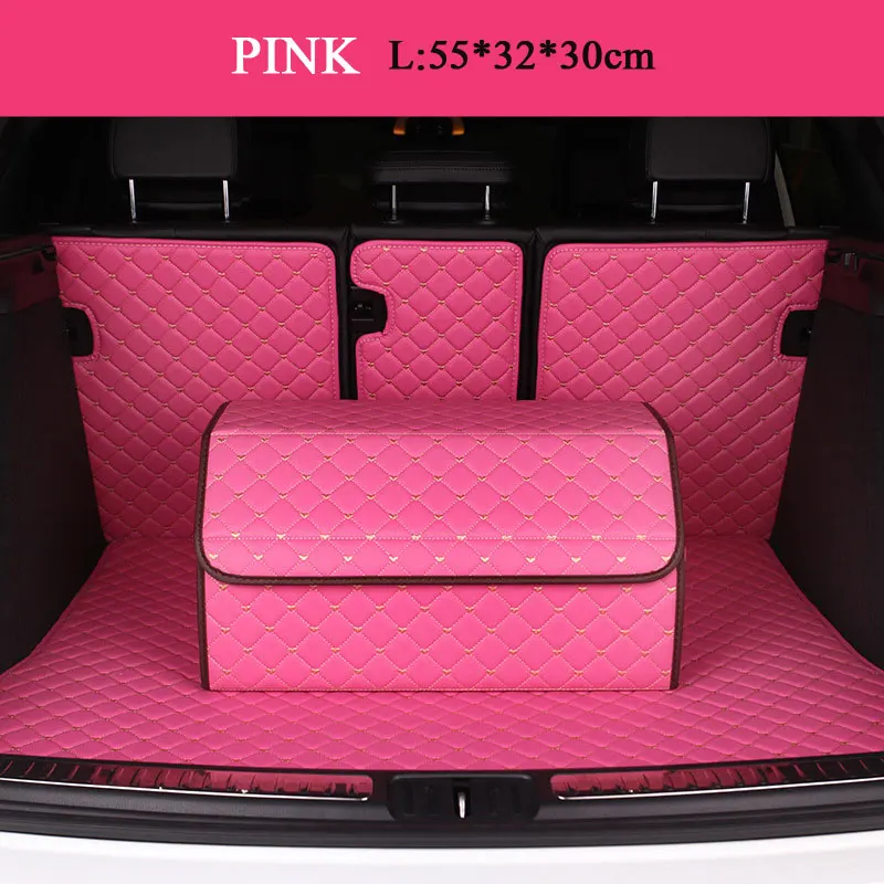 XLCar, органайзер для багажника, коробка для хранения, сумка для авто, для мусора, сумка для инструментов из искусственной кожи, складная, большая, для хранения груза, для укладки, для уборки, автомобильные аксессуары - Название цвета: Pink L