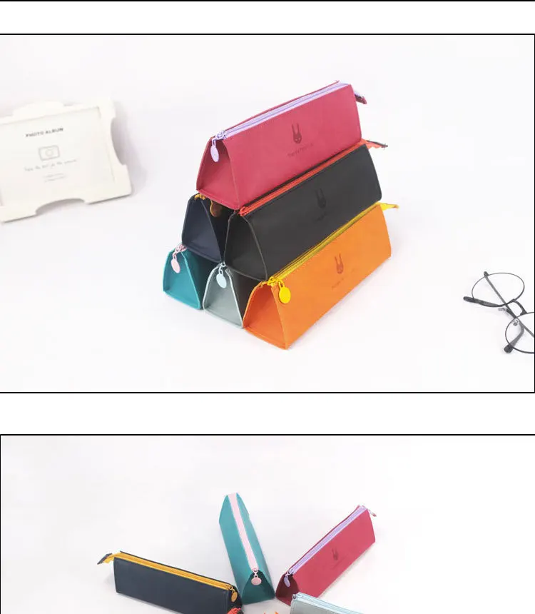 Корейской версии сплошной цвет треугольник карандаш сумка большой емкости просто Канцелярские сумка творческий милый Пенал школьный офис