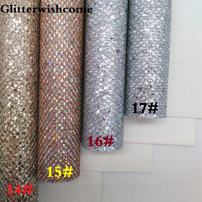 Glitterwishcome 21X29 см A4 Размеры виниловые обои для банты Лазерная Звезда Сетка блестящая кожаная ткань винил для банты, GM195A