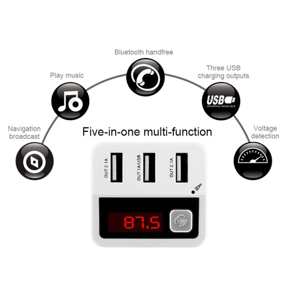 BC12 автомобильный Bluetooth Mp3 автомобильный Bluetooth громкой связи 3 Usb Автомобильное зарядное устройство fm-передатчик