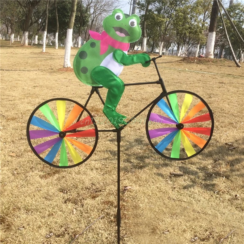 Cute 3D Animal on Bike Windmill Wind Spinner Whirligig Garden Lawn Yard