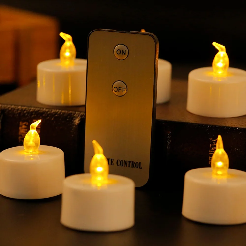 

Pack of 6 Amber White velas led With Remote Control, Flameless kaarsen Battery candele Tea Light LED Candle Light For Christmas