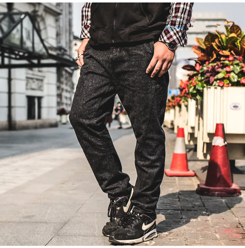 Large Waist Black Baggy Jeans Men Relaxed fit Tapered Jeans Denim ...
