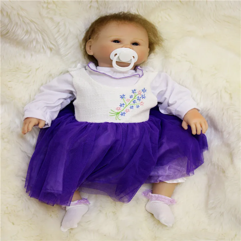 SanyDoll 19 дюймов 48 см Силиконовые Детские куклы reborn, реалистичные куклы reborn красивое платье подарок на день рождения