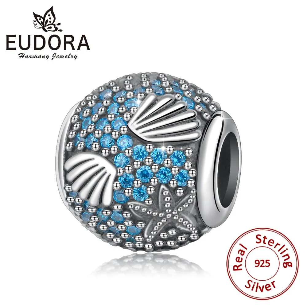 

2019 NEW EUDORA 100% Real 925 Sterling Silver Charms Oceanic Starfish Charms Fit Original Pandoras Bracelet DIY Jewelry Z101