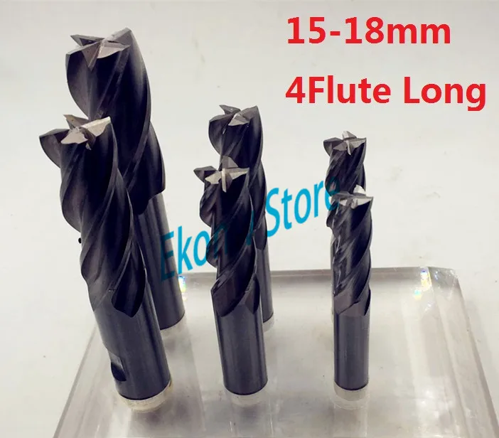 cheap 1pc 15mm 16mm 17mm 18mm Extended lengthening Long End Mill ,FOUR Flute HSS amp; Aluminium End Mill Cutter CNC Bit