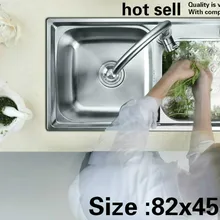 Бытовые обычные мытья посуды 304 Нержавеющая сталь двойной кухонный паз раковина Горячая Мода большой 82x45 см