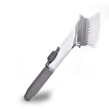 

Kitchen Cleaning Brush - Washable Dishwashing Sponge with Liquid Reservoir 4 Antibacterial Replaceable Tips for Plates, Seals,