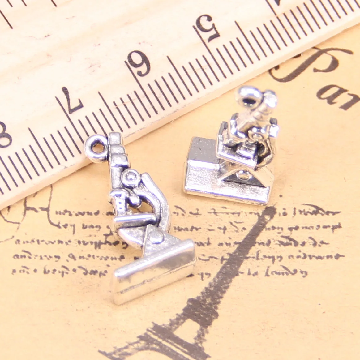 

48pcs Jewelry Charms microscope instrument 21x11x8mm Antique Silver Plated Pendants Making DIY Handmade Tibetan Silver Jewelry